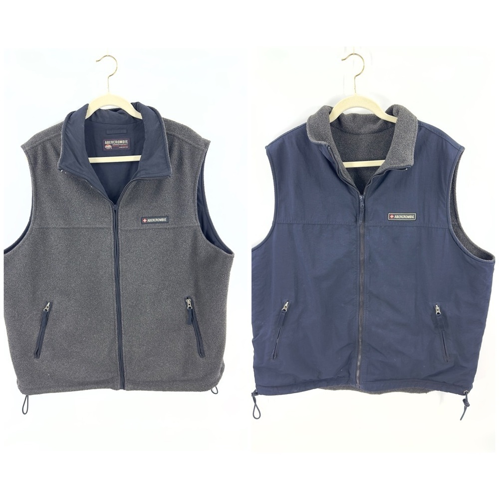 Vintage Abercrombie & Fitch Reversible Vest Mens XL Mountain Fleece Y2K Gorp